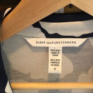 Vintage Diane von Furstenberg Silk Jersey Wrap Dress in Navy and White